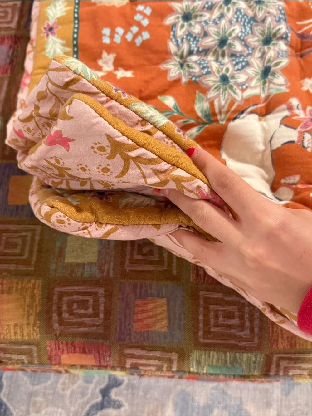 Anthropologie Floral Quilted Comforter With 3 Euro Shana